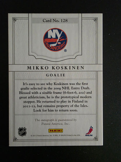 2011-12 Panini Dominion - Autographed Rookies - Mikko Koskinen #128 /199 RC