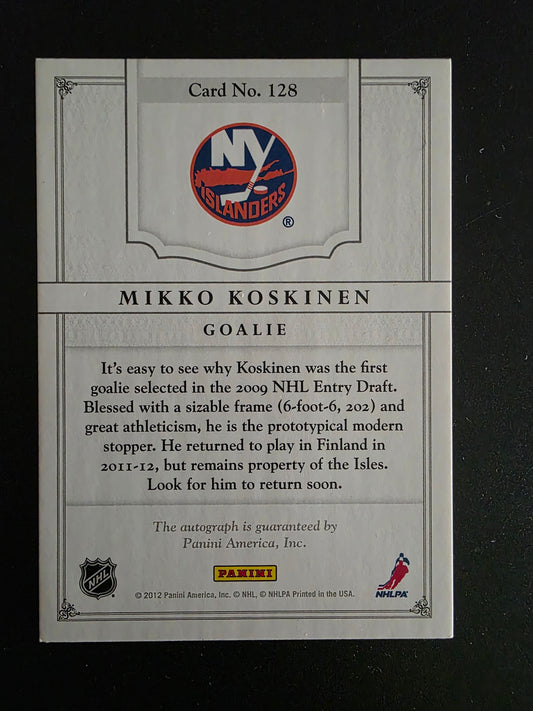 2011-12 Panini Dominion - Autographed Rookies - Mikko Koskinen #128 /199 RC
