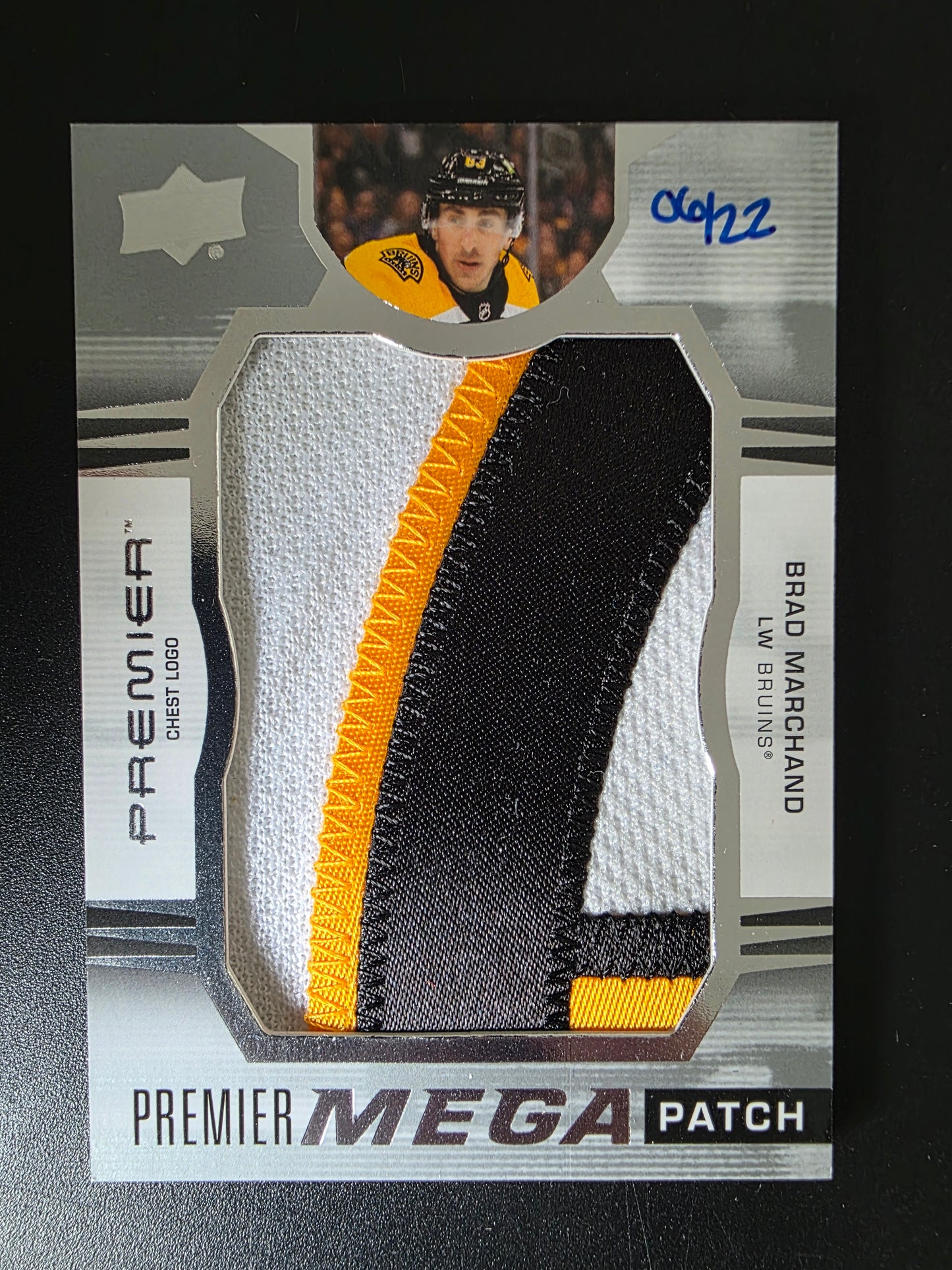 2021-22 Upper Deck Premier - Premier Mega Patch - Chest Logos - Brad Marchand #PMP-BM /22