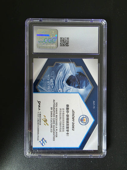 2023-24 DAKA Manchester City Holocene Autograph A - Superholo - Jeremy Doku #AU1-15 1of1 CGC10