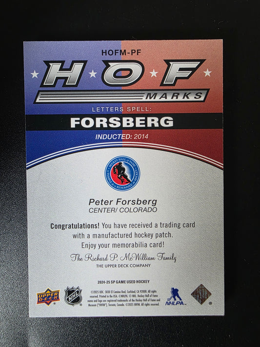 2024-25 Upper Deck SP Game Used Edition - HOF Marks - Peter Forsberg #HOFM-PF /35