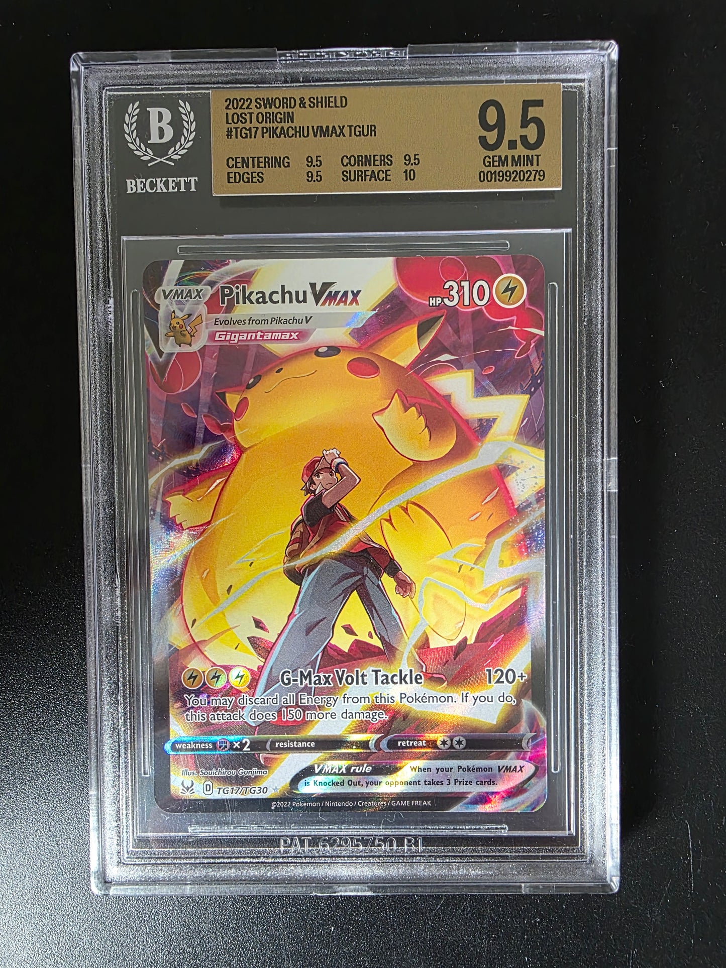 2022 Pokemon Sword & Shield - Lost Origin - Trainer Gallery - Full Art - Pikachu VMAX #TG17 BGS 9.5