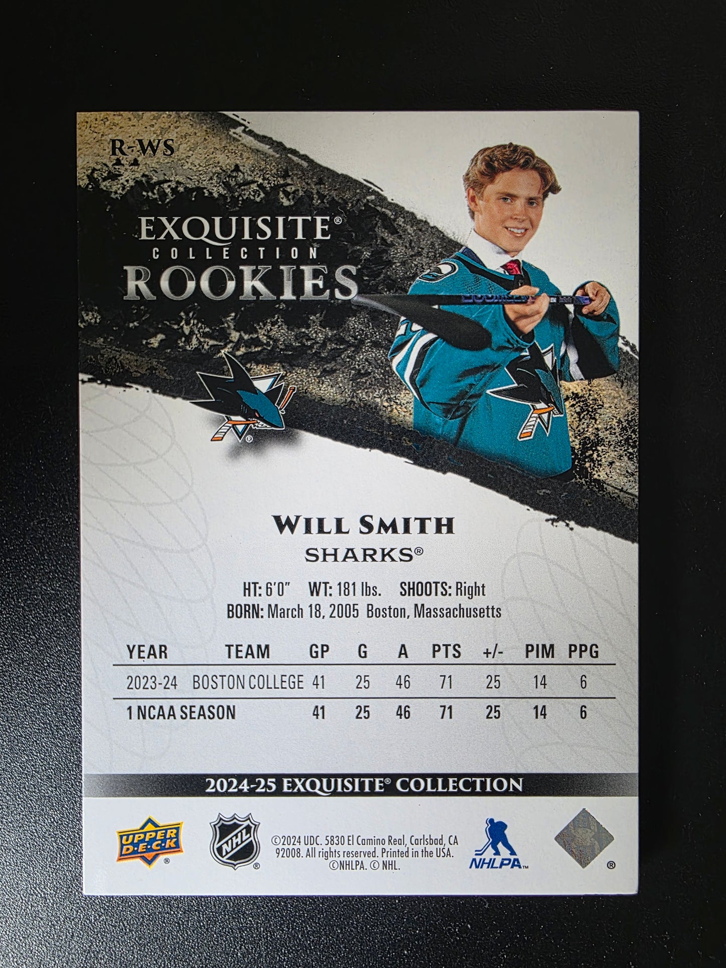 2024-25 Upper Deck Black Diamond - Exquisite Collection Rookies - Gold - Will Smith #R-WS /99 RY