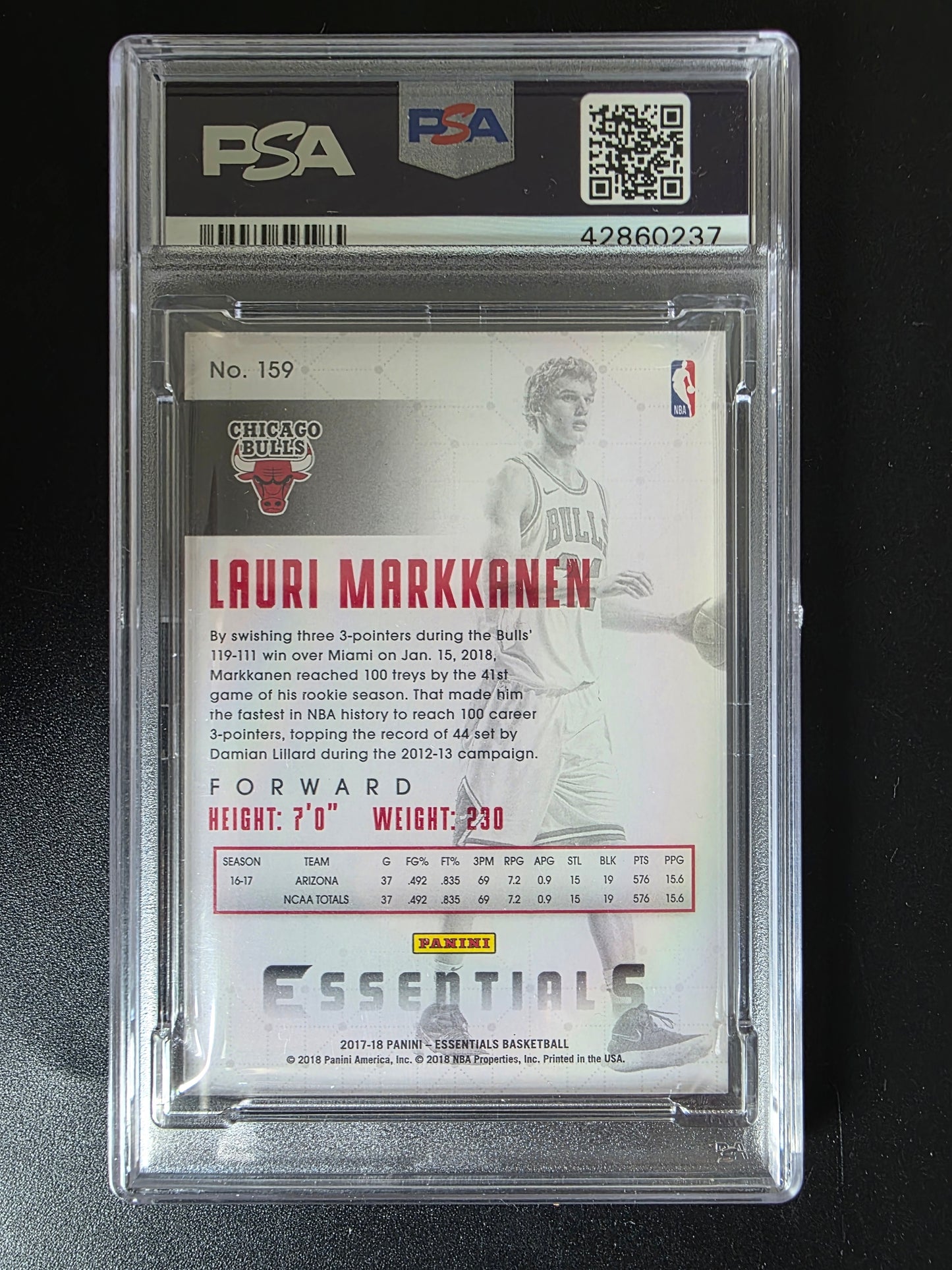 2017-18 Panini Essentials - Green - Lauri Markkanen #159 PSA10 RC