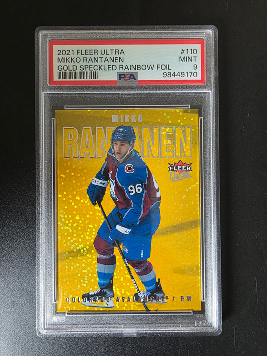 2021-22 Upper Deck Fleer Ultra - Gold Speckled Rainbow Foil - Mikko Rantanen #110 PSA9