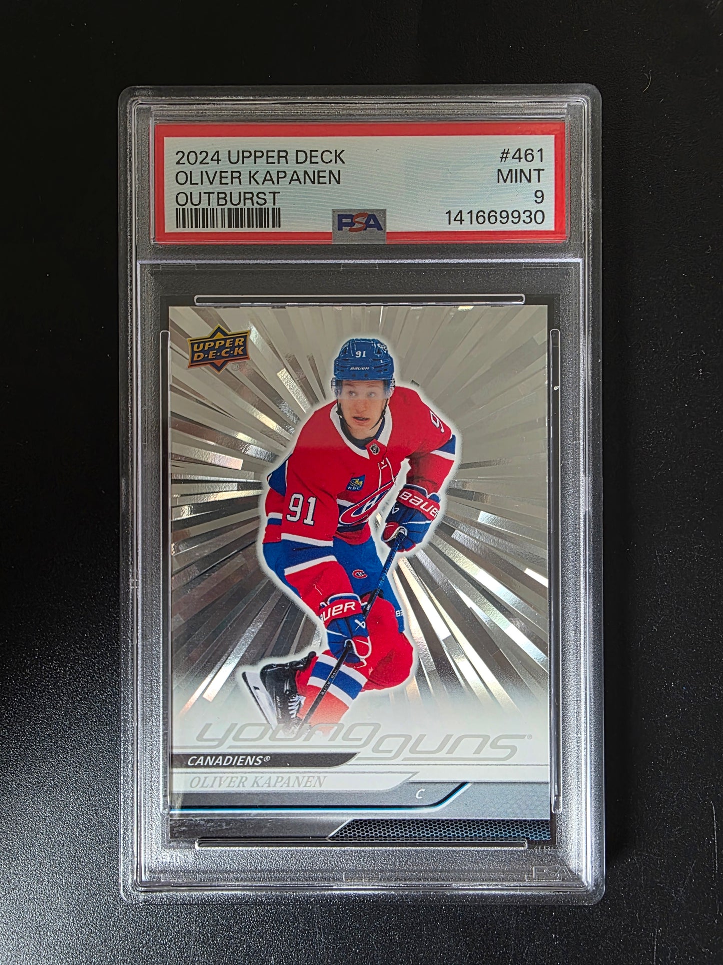 2024-25 Upper Deck Series 2 - Outburst - Young Guns - Oliver Kapanen #461 PSA9 RC