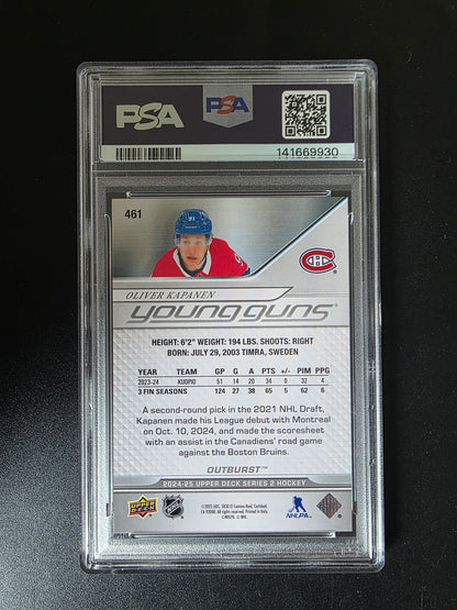 2024-25 Upper Deck Series 2 - Outburst - Young Guns - Oliver Kapanen #461 PSA9 RC