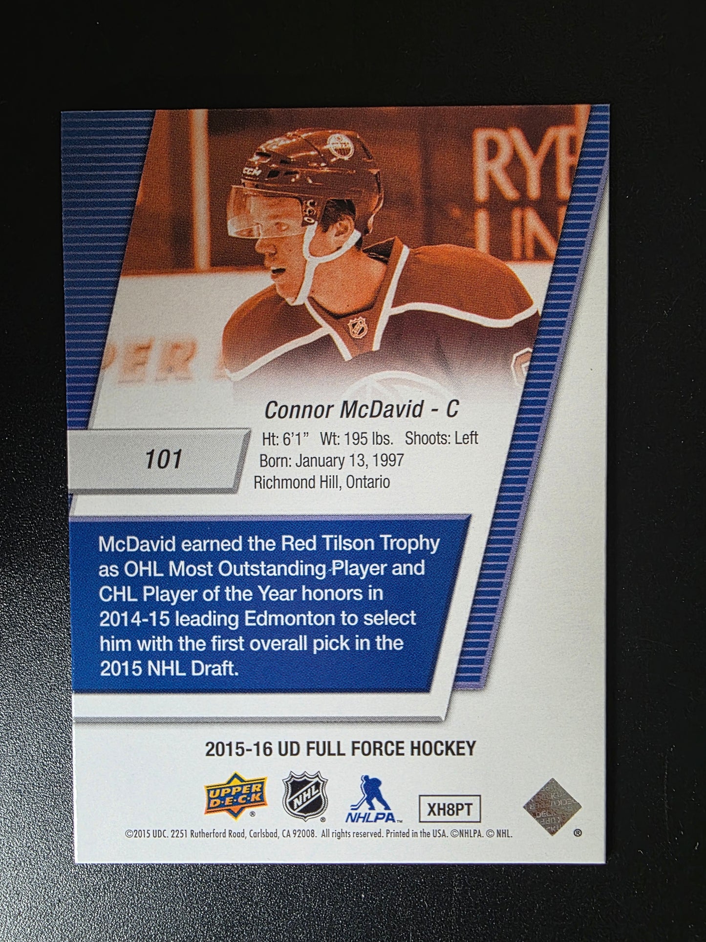 2015-16 Upper Deck Full Force - 3D Full Force Freshman - Connor McDavid #101 RY