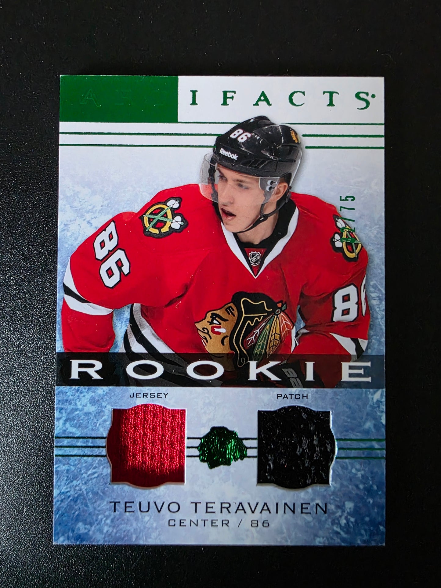 2014-15 Upper Deck Artifacts - Emerald Jersey/Patch - Rookies - Teuvo Teravainen #125 /75 RC