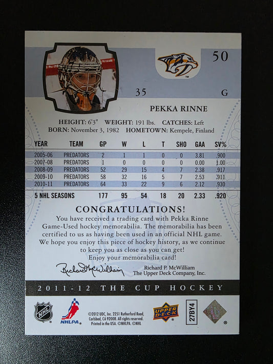 2011-12 Upper Deck The Cup - Gold - Pekka Rinne #50 /10