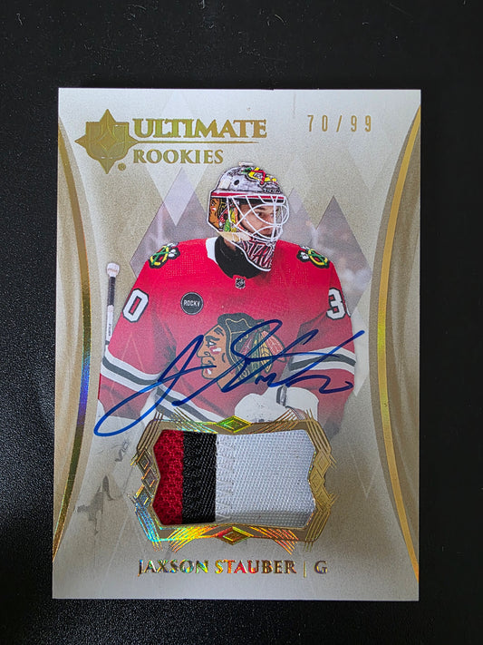 2023-24 Upper Deck Ultimate Collection - Patch - Ultimate Rookies Autographs - Jaxson Stauber #196  /99 RC