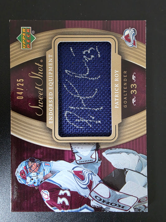2006-07 Upper Deck Sweet Shot - Endorsed Equipment - Patrick Roy #EE-PR /25