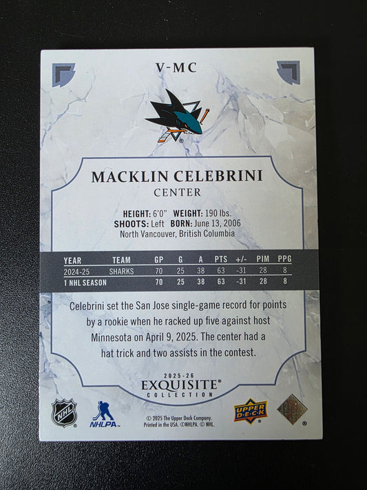 2025-26 Upper Deck Black Diamond - Exquisite Collection - Macklin Celebrini #V-MC /399