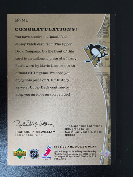 2005-06 Upper Deck Power Play - The Specialists Jerseys - Patch - Mario Lemieux #SP-ML /5
