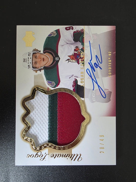 2023-24 Upper Deck Ultimate Collection - 2003-04 Ultimate Collection Signatures - Rookies Gold Auto Patch - Tier 1 - Logan Cooley #03R-LC /49 RY