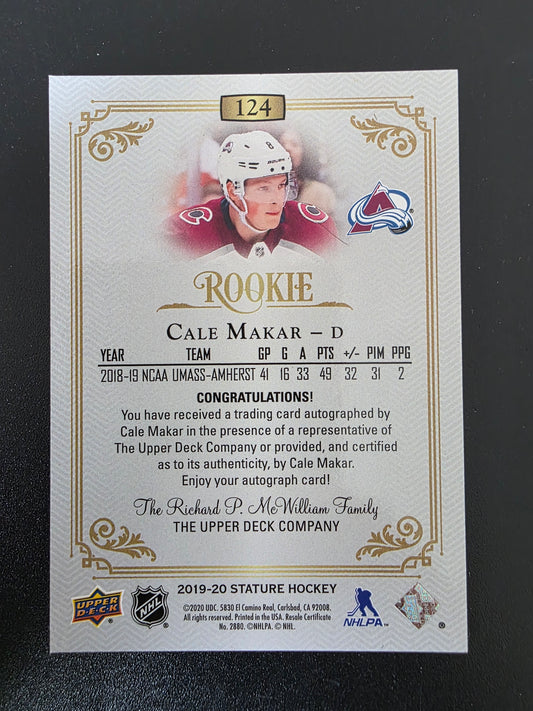 2019-20 Upper Deck Stature - Autographs - Cale Makar #124 /199 RC