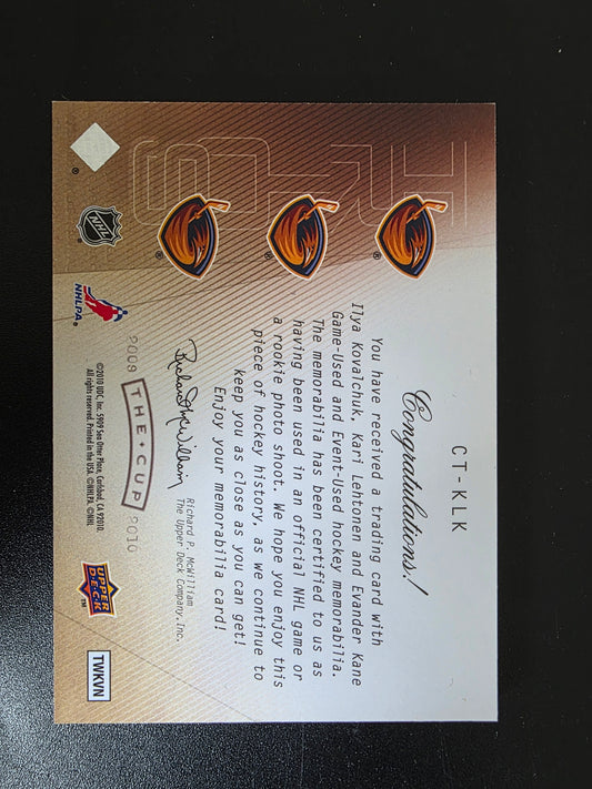 2009-10 Upper Deck The Cup - Cup Trios - Patches - Ilya Kovalchuk / Kari Lehtonen / Evander Kane #CT-KLK /10