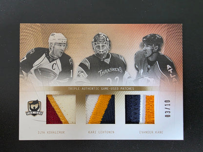 2009-10 Upper Deck The Cup - Cup Trios - Patches - Ilya Kovalchuk / Kari Lehtonen / Evander Kane #CT-KLK /10