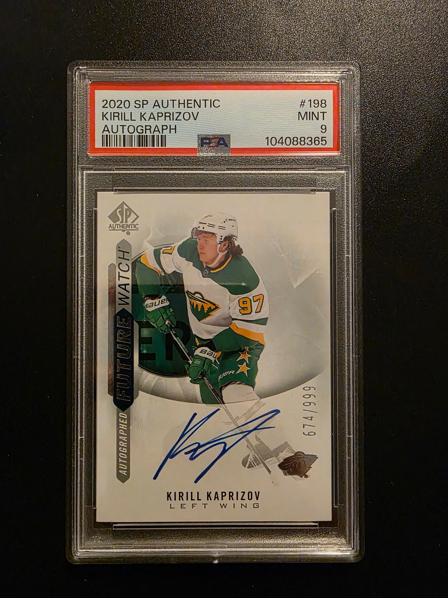 2020-21 Upper Deck SP Authentic - Autographed Future Watch - Kirill Kaprizov #198 /999 PSA9 RC