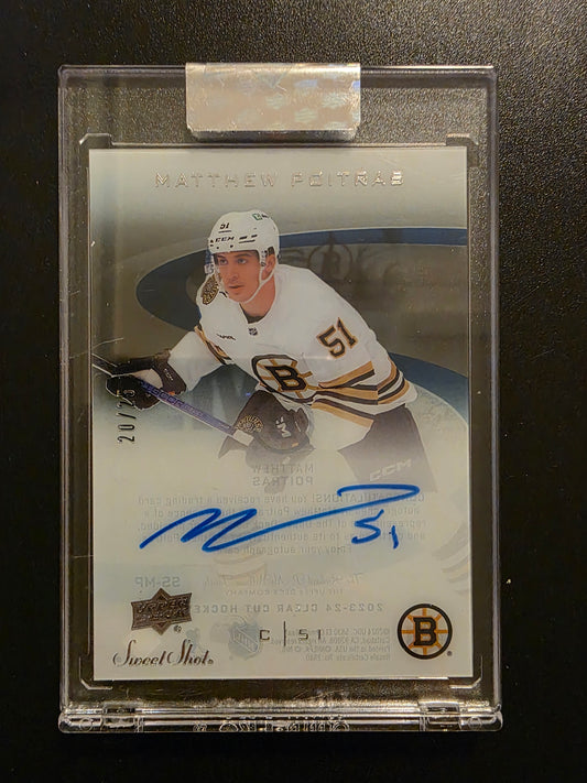 2023-24 Upper Deck Clear Cut - 2006-07 UD Sweet Shot Autos - Matthew Poitras #SS-MP /25 RY