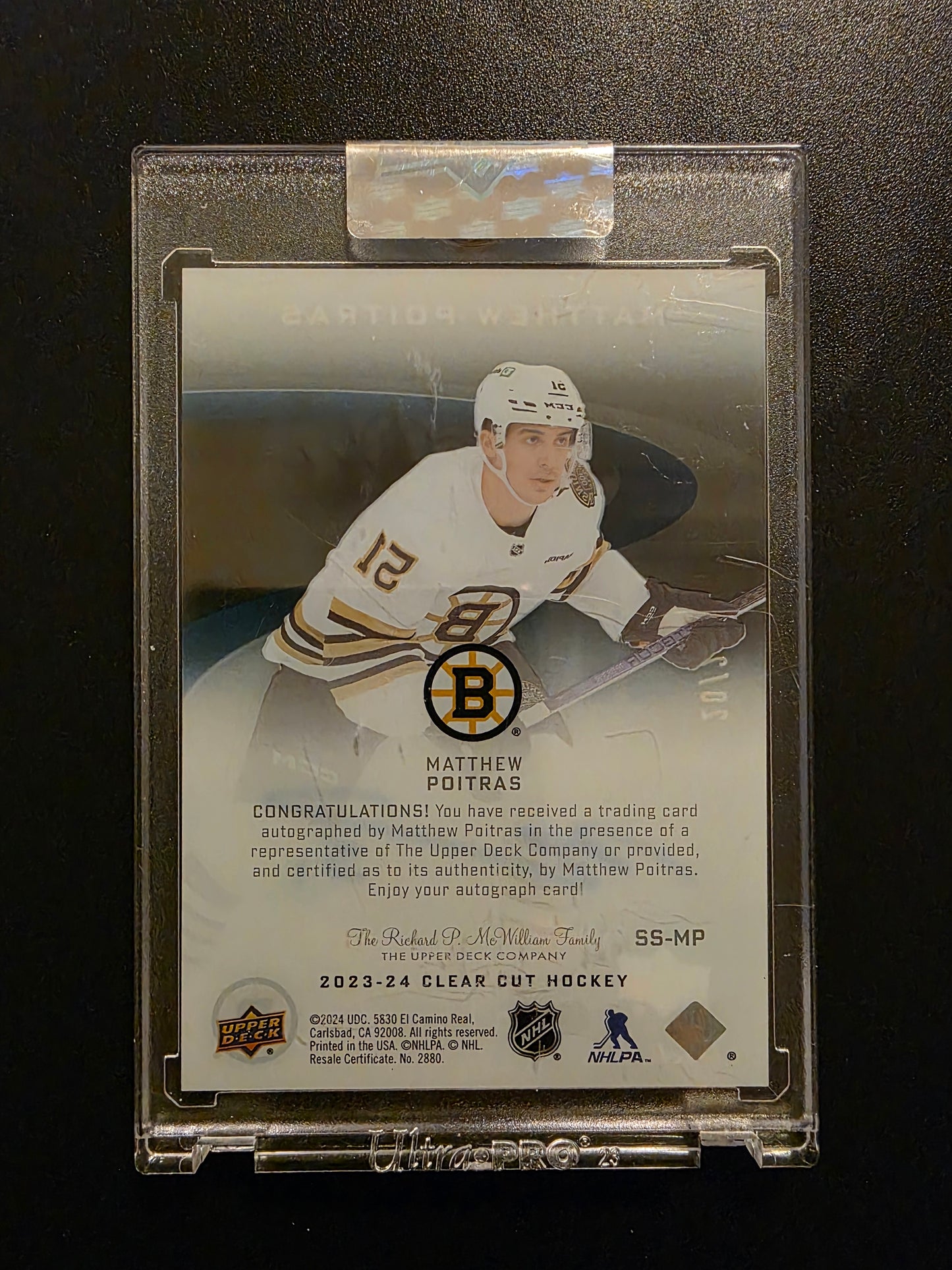 2023-24 Upper Deck Clear Cut - 2006-07 UD Sweet Shot Autos - Matthew Poitras #SS-MP /25 RY