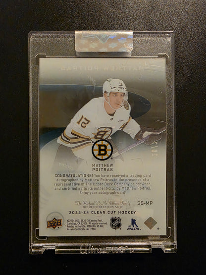 2023-24 Upper Deck Clear Cut - 2006-07 UD Sweet Shot Autos - Matthew Poitras #SS-MP /25 RY