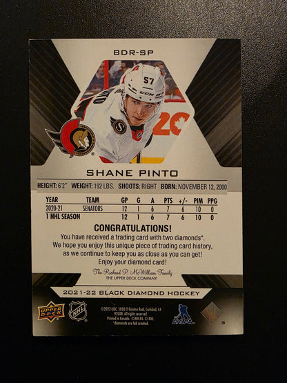 2021-22 Upper Deck Black Diamond - Diamond Relic Rookie Gems - Double Diamond - Shane Pinto #BDR-SP /99 RY