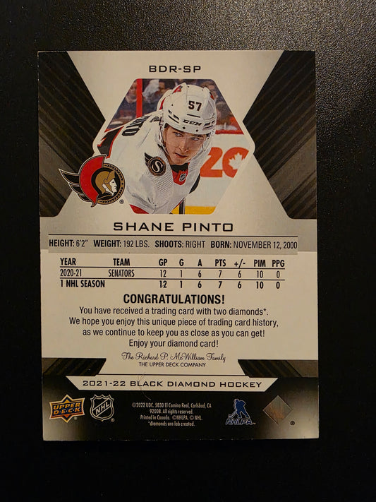 2021-22 Upper Deck Black Diamond - Diamond Relic Rookie Gems - Double Diamond - Shane Pinto #BDR-SP /99 RY