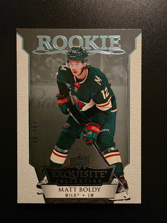 2022-23 Upper Deck Ice - Exquisite Collection Rookies - Blue Spectrum - Matt Boldy #R-23 /199 RY