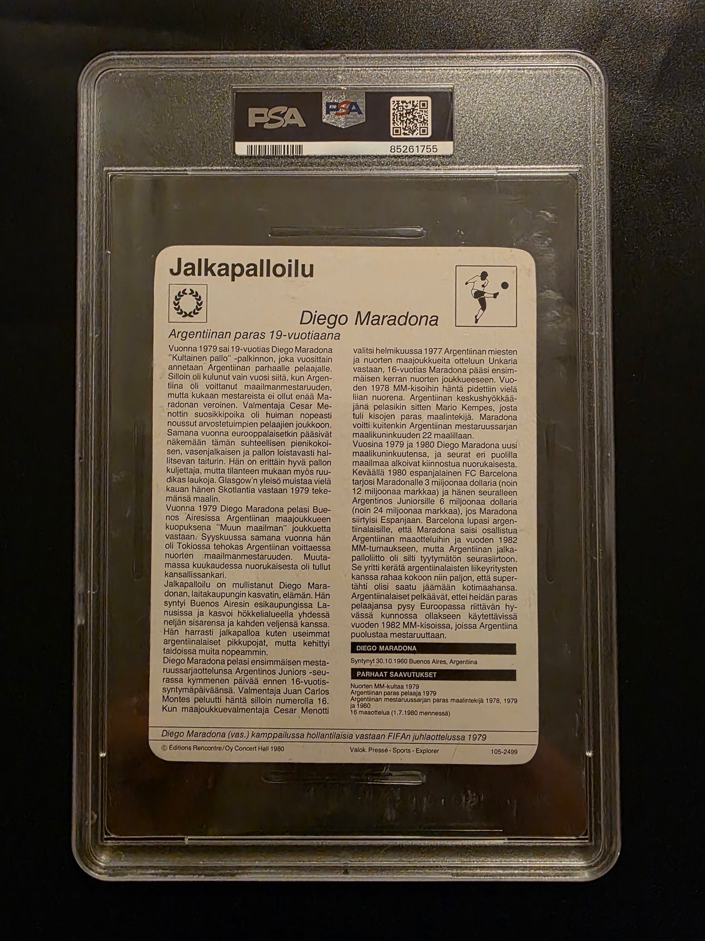 1980 Sportscaster Finnish - Diego Maradona #2499 PSA 8