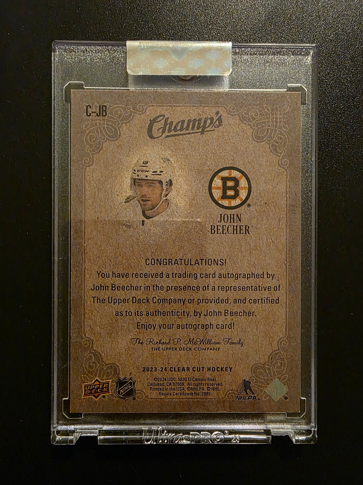 2023-24 Upper Deck Clear Cut - Champs - Rookies - John Beecher #C-JB RY