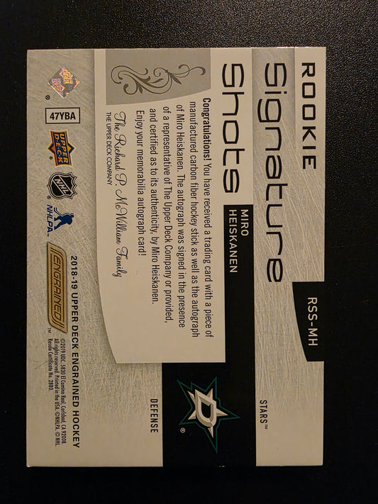 2018-19 Upper Deck Engrained - Rookie Signature Shots - Miro Heiskanen #RSS-MH /149 RY