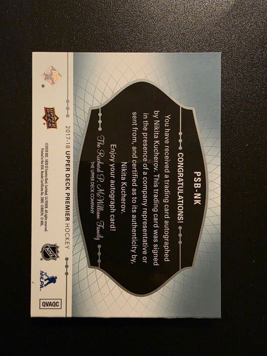 2017-18 Upper Deck Premier - Premier Signature Booklets - Nikita Kucherov #PSB-NK