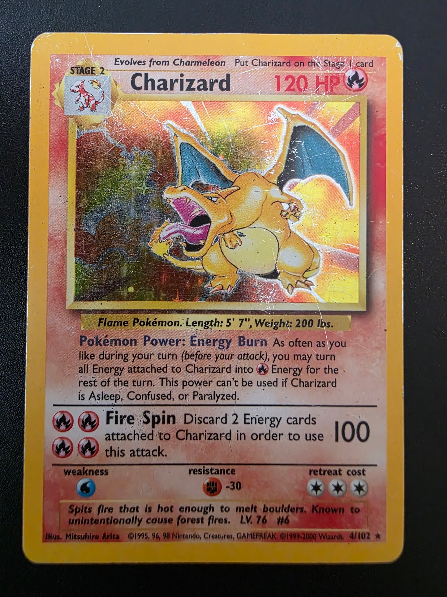 1999 Pokemon Base Set - Holo - Charizard #4 (Condition: Played)