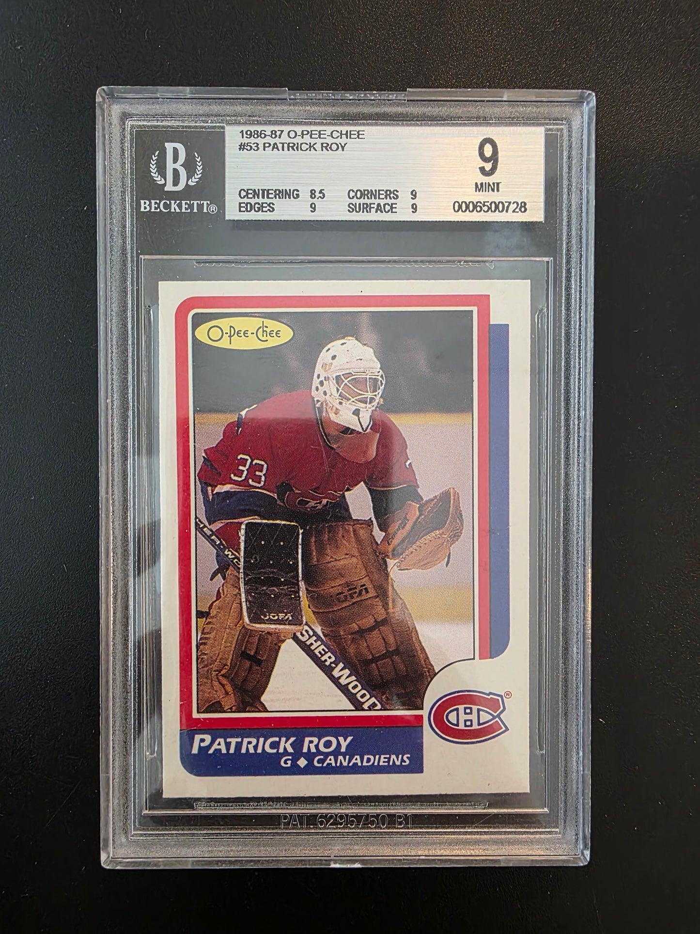 1986-87 O-Pee-Chee - Patrick Roy #53 BGS 9 RC