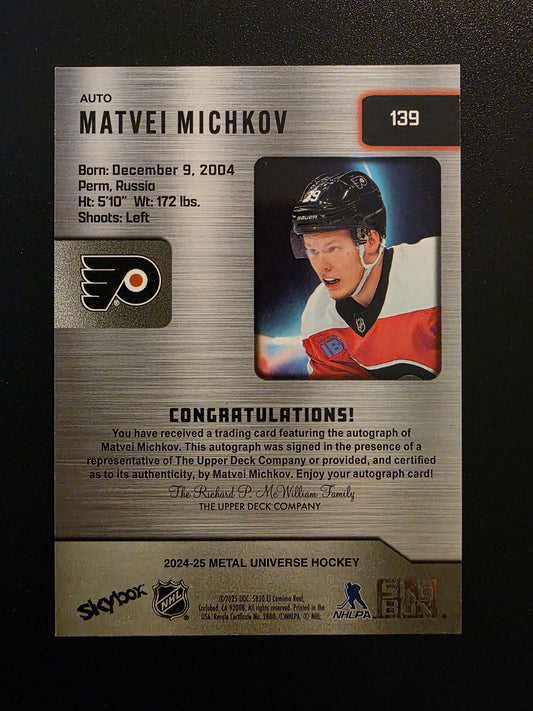 2024-25 Skybox Metal Universe - Autographs - Rookies - Matvei Michkov #139 RC