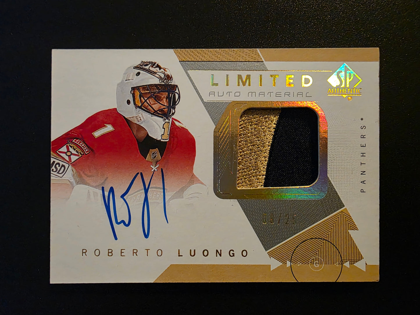 2018-19 Upper Deck SP Authentic - Limited Auto Material - Roberto Luongo #61 /25