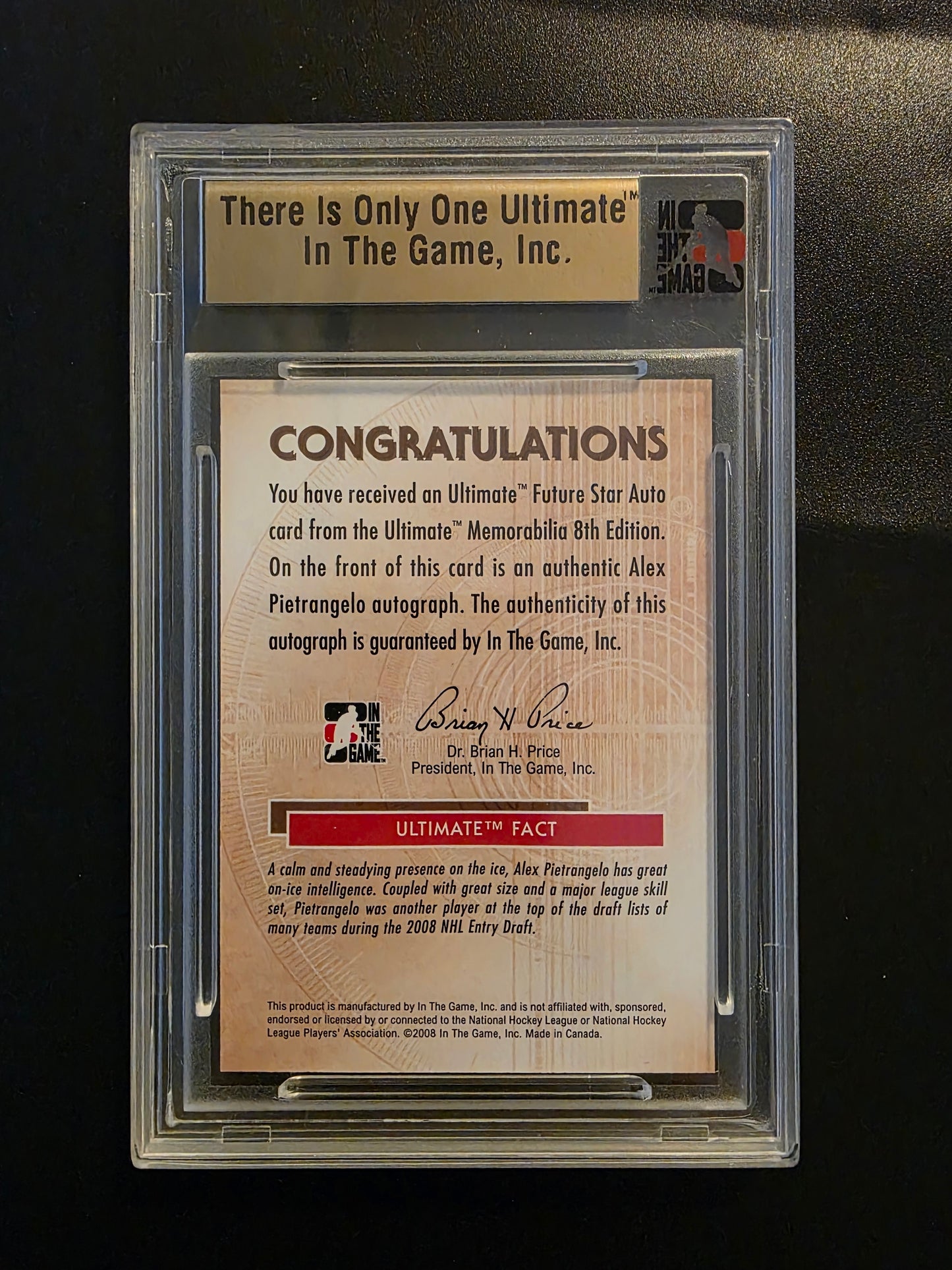 2007-08 In the Game Ultimate Memorabilia 8th Edition - Future Star Autographs - Silver - Alex Pietrangelo /40 PRC