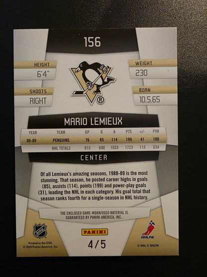 2010-11 Panini Certified - Mirror Emerald Materials - Immortals - Mario Lemieux #156 /5