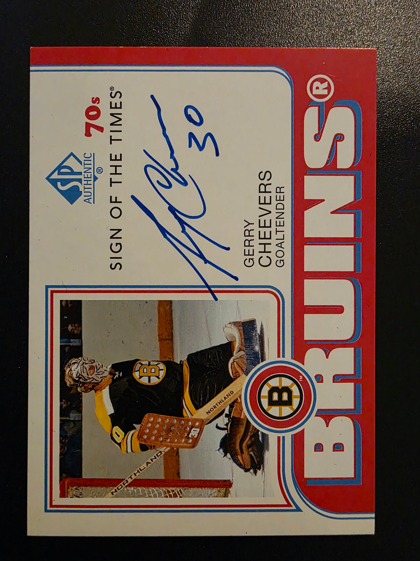 2018-19 Upper Deck SP Authentic - Sign of the Times 70s - 2019-20 SP Authentic Update - Gerry Cheevers #ST70-GC