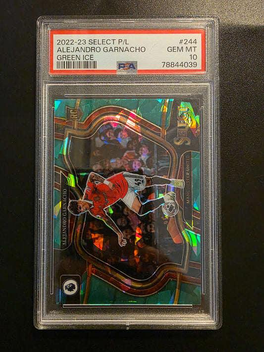 2022-23 Panini Select Premier League - Green Ice - Field Level - Alejandro Garnacho #244 PSA10 RC