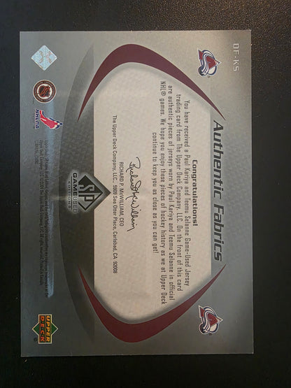 2003-04 Upper Deck SP Game Used Edition - Authentic Fabrics Dual - Paul Kariya / Teemu Selanne #DF-KS /99