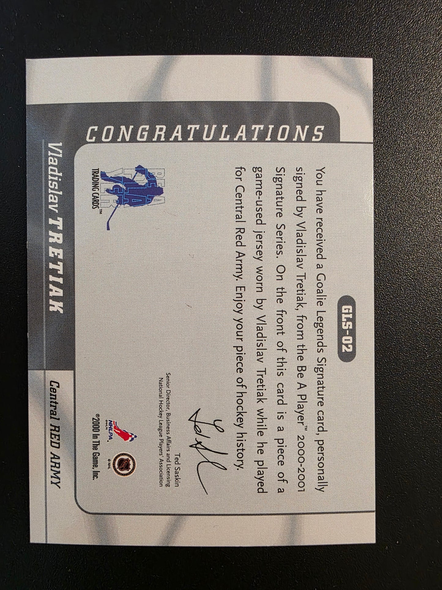 2000-01 In the Game Be A Player Signature Series - Goalie Legends - Memorabilia Autographs - Vladislav Tretiak #GLS-02