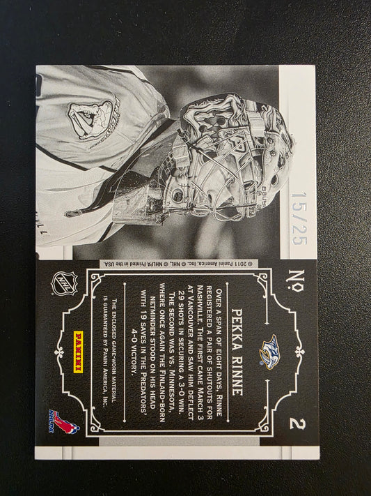 2010-11 Panini Dominion - Peerless Patches - Pekka Rinne #2 /25
