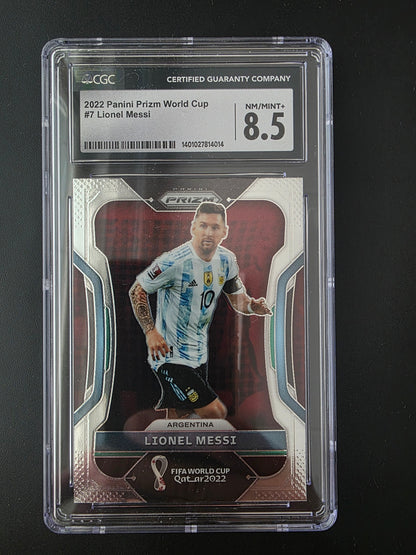 2022 Panini Prizm World Cup Qatar - Lionel Messi #7 CGC 8.5