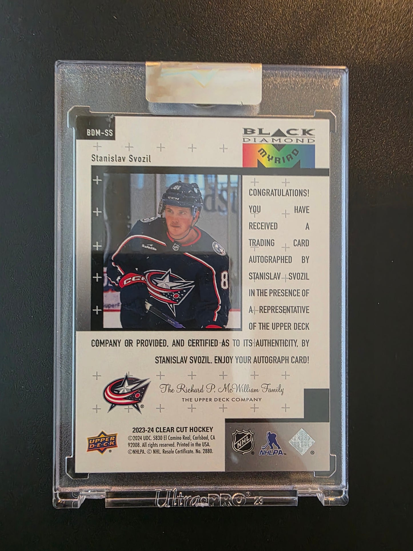 2023-24 Upper Deck Clear Cut - 1998-99 Black Diamond Myriad - Rookies - Stanislav Svozil #BDM-SS RY