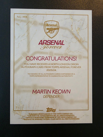 2023-24 Topps Arsenal FC Forever - North London Origin Autograph - Martin Keown #NL-MK /10