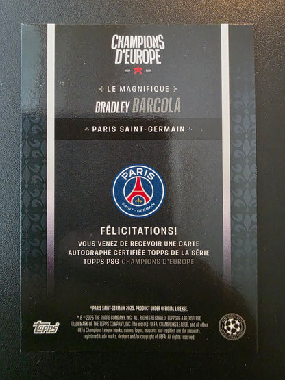 2025 Topps Paris Saint-Germain: Champions d’Europe 2025 - Le Magnifique Autographs - Bradley Barcola /10