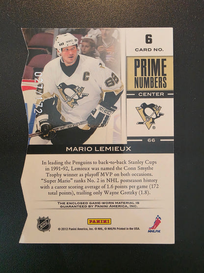 2011-12 Panini Elite - Prime Numbers - Jerseys - Mario Lemieux #6 /172