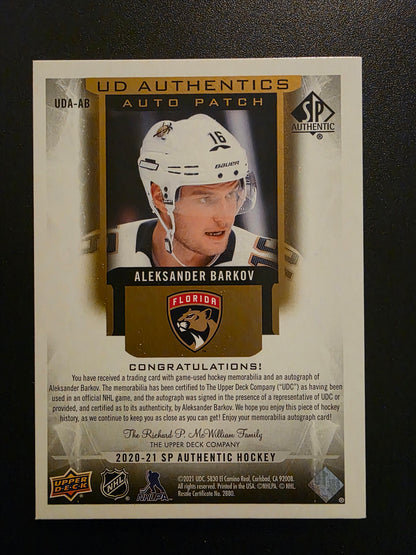 2020-21 Upper Deck SP Authentic - UD Authentics - Auto Patch - Aleksander Barkov #UDA-AB /25